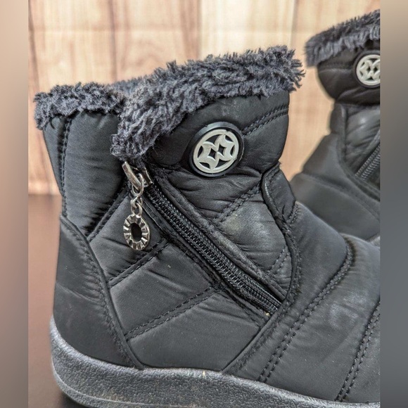 Faux fur kids winter boots with zipper ankle boots size 32  US 1 in black - Picture 2 of 7